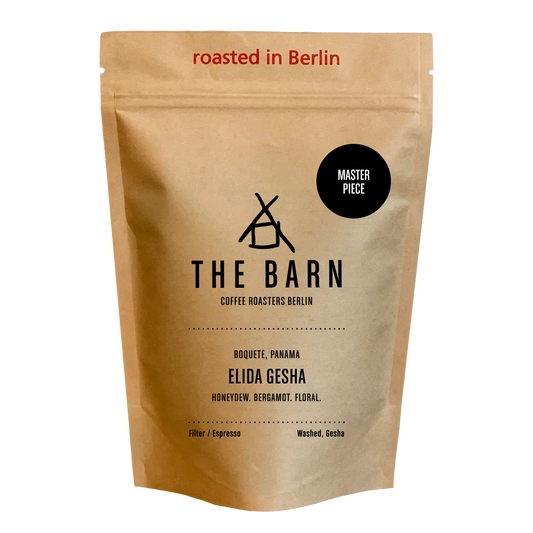 Elida Gesha coffee bag from The Barn Coffee Roasters Berlin on a white background