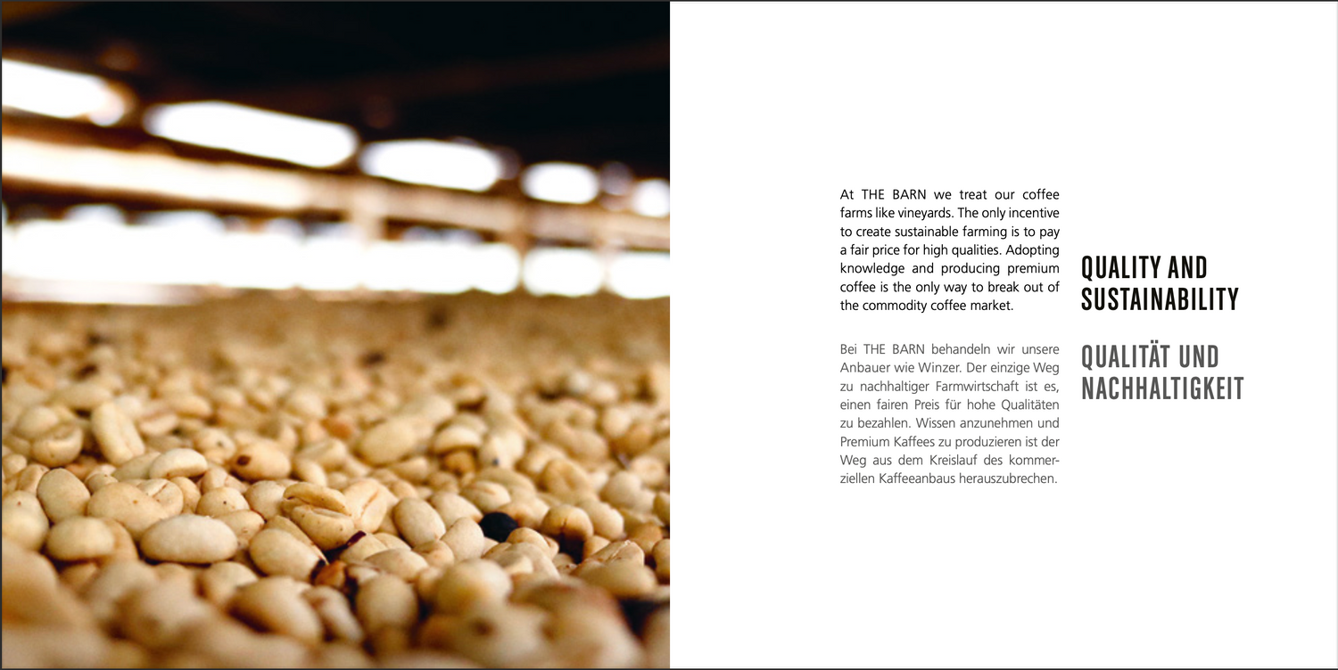 Slide explaining the quality and sustainability of the coffee beans 